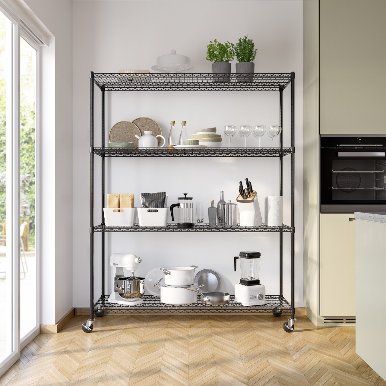 Seville Classics UltraDurable 4-Tier NSF Steel Shelving, 60" W x 24" D x 76" H